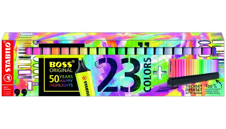 Desk set evidenziatori Stabilo Boss® Original 2-5 mm colori assortiti -  Conf. 23 pezzi - 7023-01-5 a soli 33.93 € su